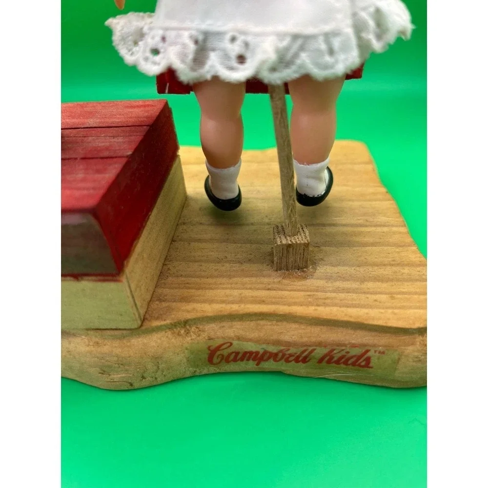 Vintage Campbell Kids Musical Moving Figurine Wood Base Chef & Girl Collectible